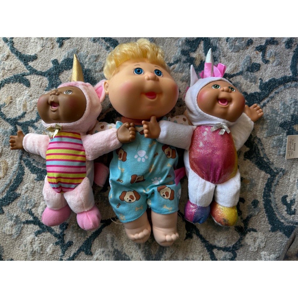 Cabbage Patch Kids Cuties Bundle Unicorn Pink White and Blonde Puppy Doll Set